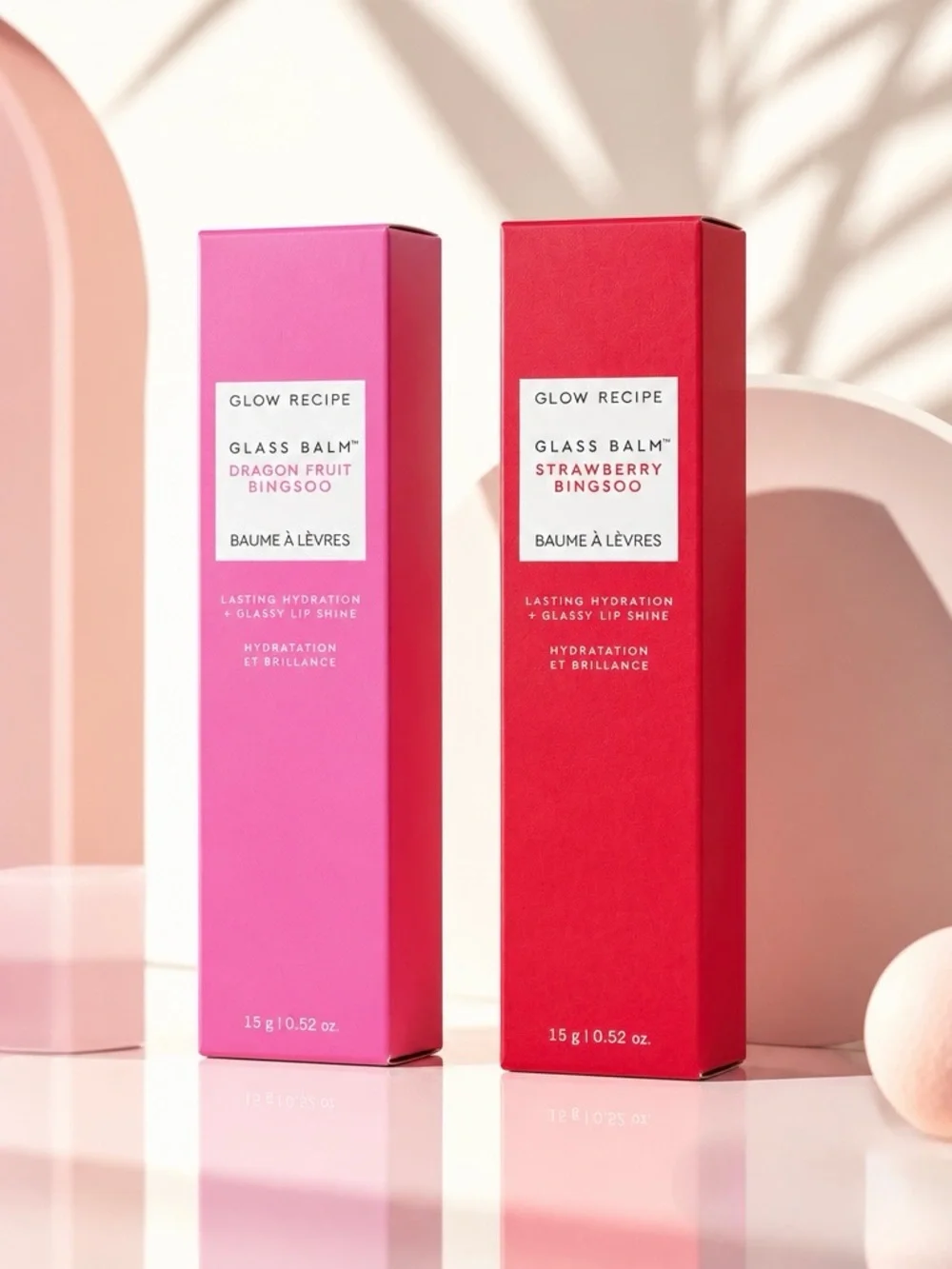 Glow Recipe Glass Balm Duo - Dragon Fruit & Strawberry Bingsoo (Pink, Red)